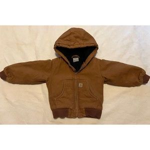 CARHARTT Youth Firm Duck Flannel quilt lined hooded Active jacket Size 2T